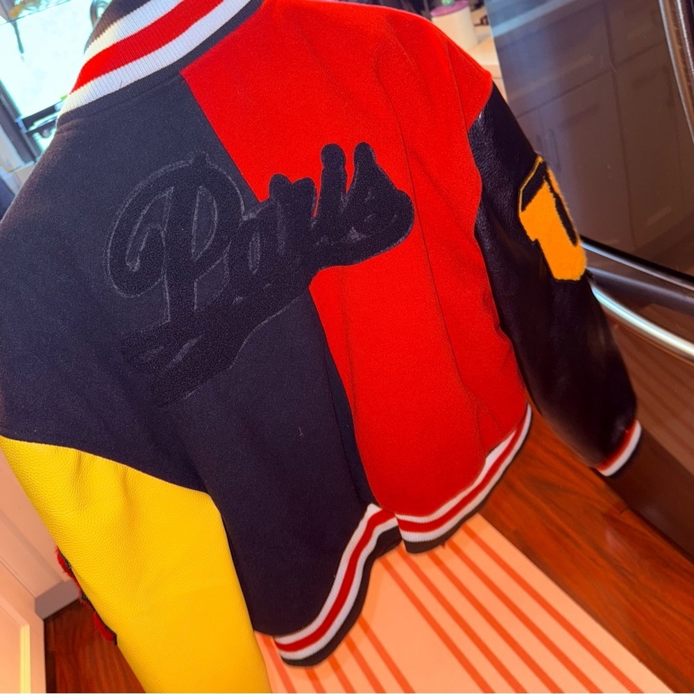 Stylish Varsity Jacket in Red, Black, and Yellow - Picture 6 of 10